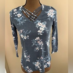 Blue and pink flowered top